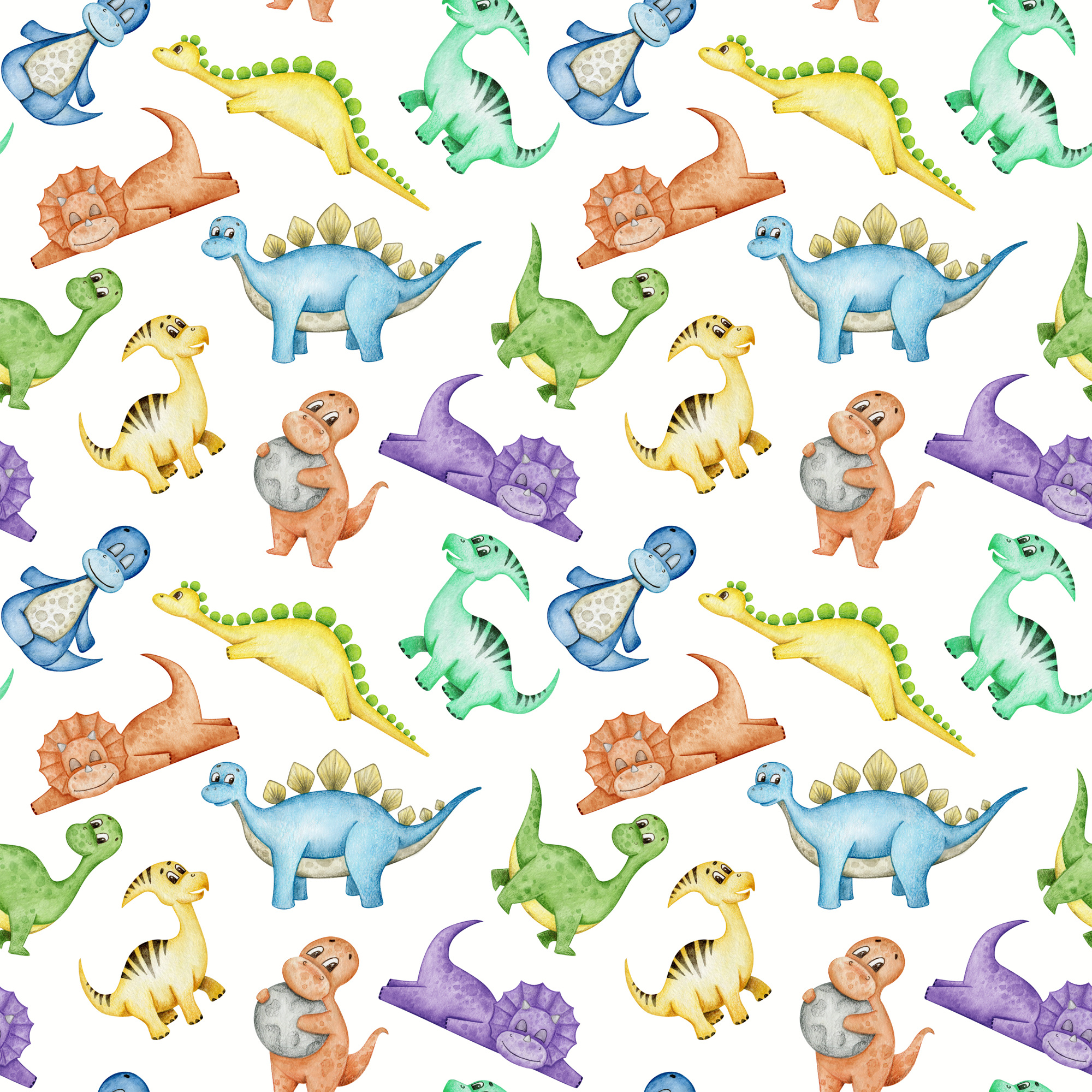 Childish colored dinosaur abstract seamless pattern.