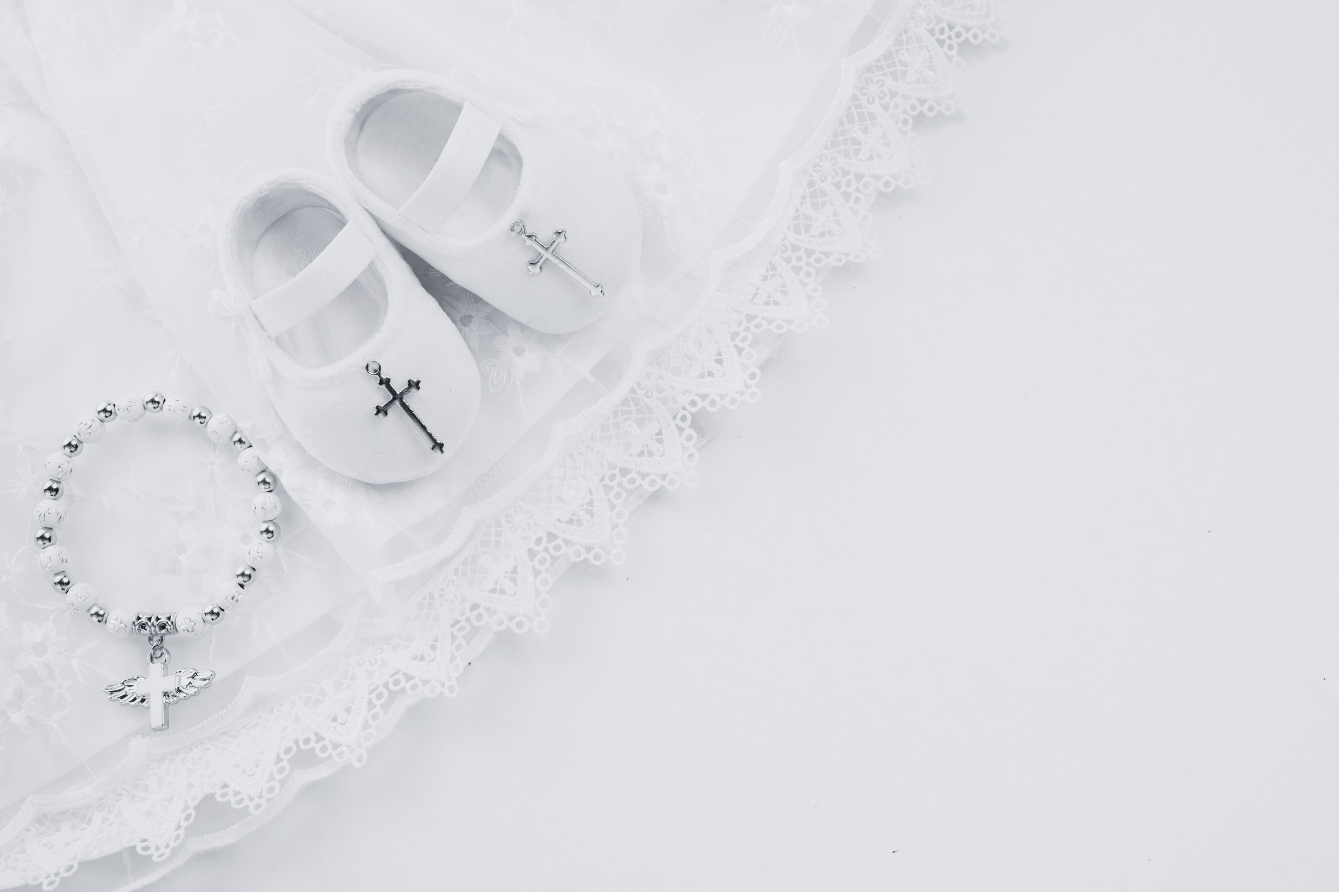 Christening Dress, Booties, and Bracelet
